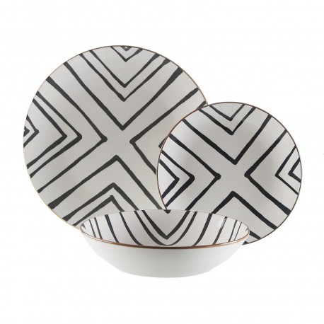 VAJILLA 18 PIEZAS  GRIS ZEN