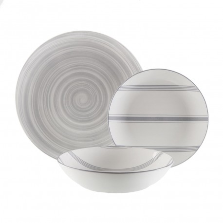 VAJILLA 18 PIEZAS VORTEX GRIS