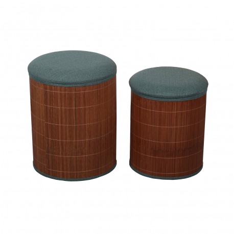 SET DE 2 PUFF CON ALMACENAJE VERDE BAMBU