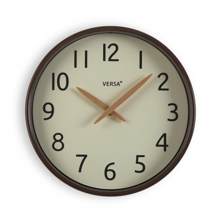 RELOJ DE PARED EFECTO MADERA OSCURA 30 CM