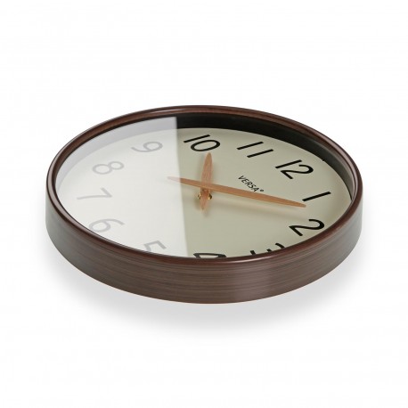 RELOJ DE PARED EFECTO MADERA OSCURA 30 CM