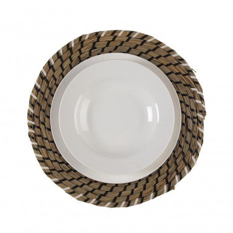 MANTEL INDIVIDUAL BLANCO Y NEGRO 38 CM