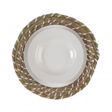 MANTEL INDIVIDUAL BLANCO Y VERDE 38 CM