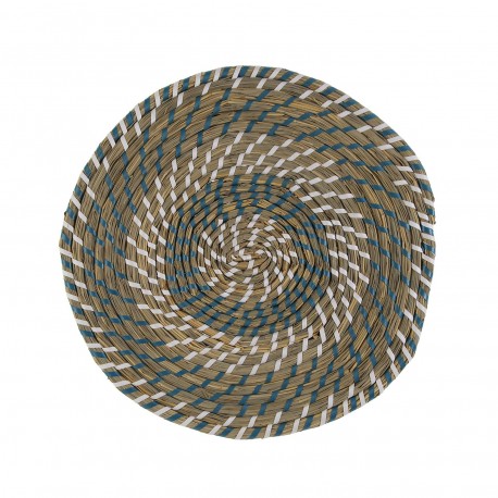 MANTEL INDIVIDUAL BLANCO Y AZUL 38 CM