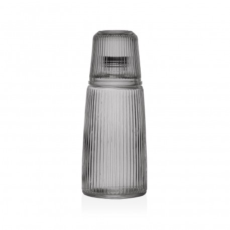 BOTELLA  CON VASO CRISTAL NEGRO
