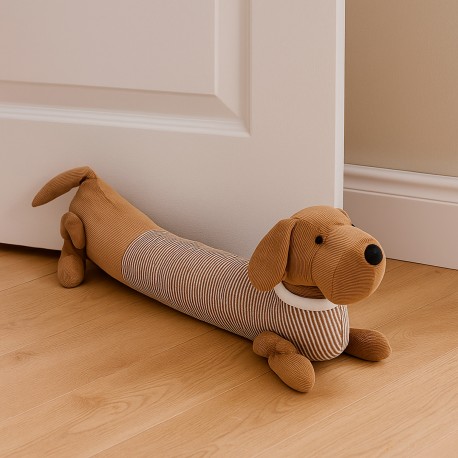 SUJETA PUERTAS PERRO CON CAMISA A RALLAS