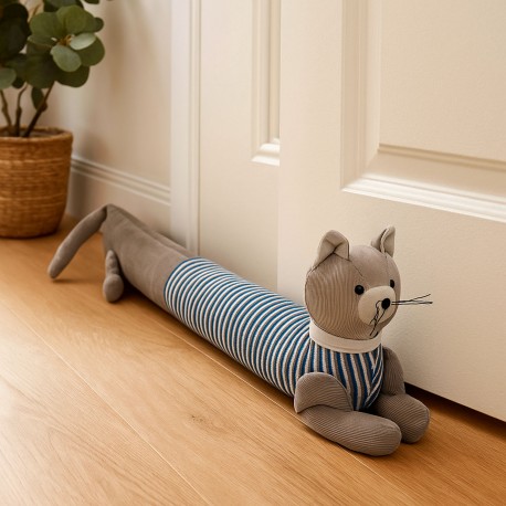 SUJETA PUERTAS GATO CON CAMISA A RALLAS
