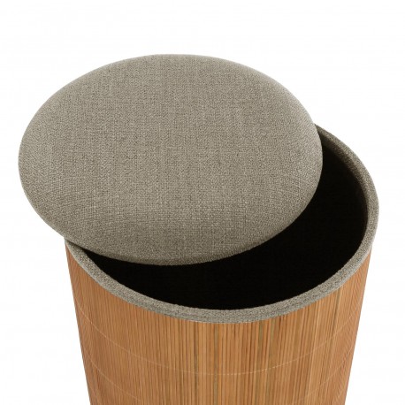 SET DE 2 PUFF CON ALMACENAJE GRIS BAMBU