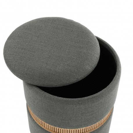 SET DE 2 PUFF CON ALMACENAJE GRIS OSC ANILLO BAMBU