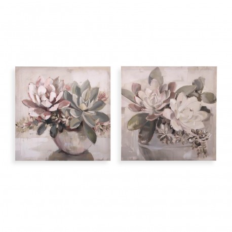 CUADRO SURTIDO LIENZO FLORES 40 X 40