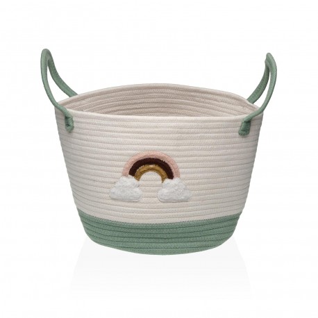 CESTA ARCOIRIS VERDE Y BLANCA
