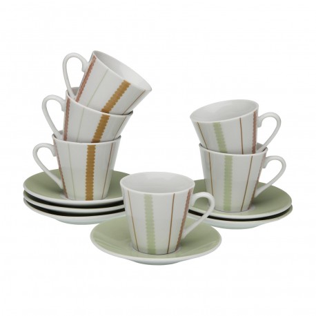 SET 6 TAZAS CAFE CON PLATO FLINT