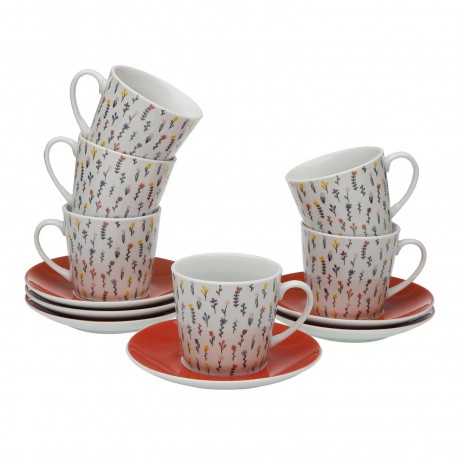 SET 6 TAZAS TE CON PLATO BLUME