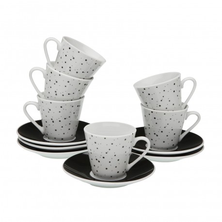 SET 6 TAZAS CAFE CON  PLATO SPECKLE