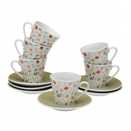SET 6 TAZAS CAFE CON  PLATO VERDI