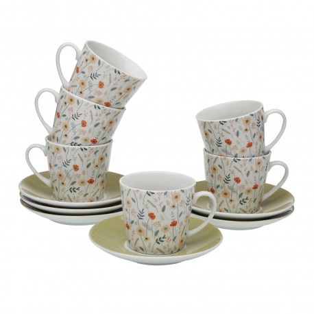 SET 6 TAZAS TE CON PLATO VERDI
