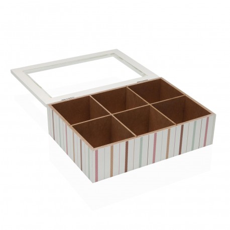CAJA DE TE MADERA 6 COMP. FLINT