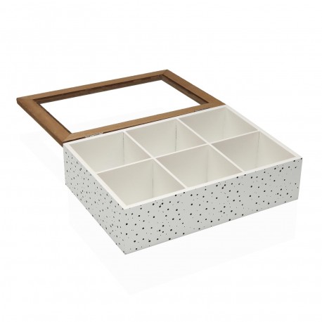 CAJA DE TE MADERA 6 COMP. SPECKLE