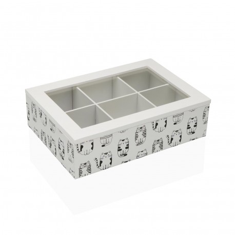 CAJA DE TE MADERA 6 COMP. GATTO
