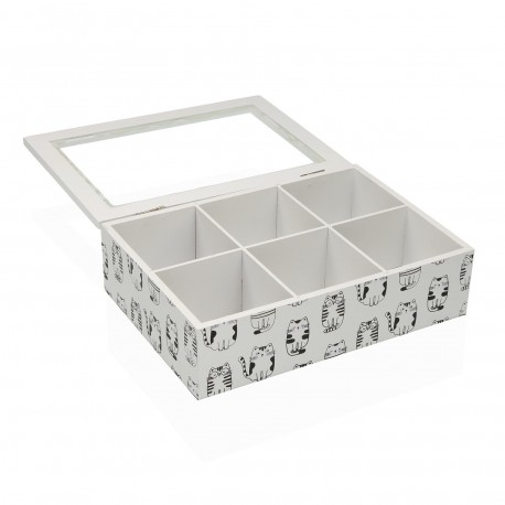 CAJA DE TE MADERA 6 COMP. GATTO