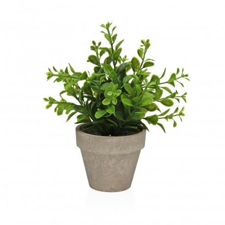 MACETA DECORATIVA CON RAMO VERDE 16 CM