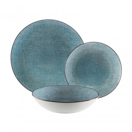 VAJILLA 18 PIEZAS TELA AZUL