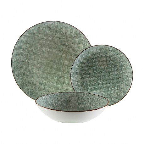 VAJILLA 18 PIEZAS TELA VERDE