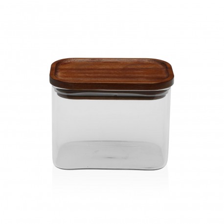 BOTE CUADRADO CON TAPA DE ACACIA 500ML