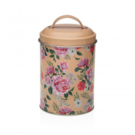 BOTE METALICO CON TAPA AMARILLO FLOWER
