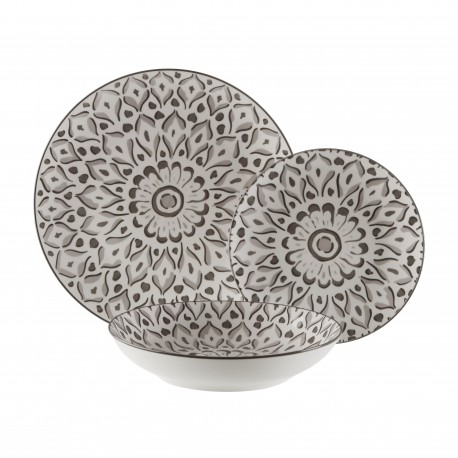 VAJILLA 18 PIEZAS LOLA GRIS