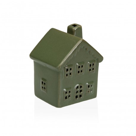 FIGURA DE CERAMICA CON LUZ LED CASA VERDE