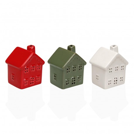FIGURA DE CERAMICA CON LUZ LED CASA VERDE