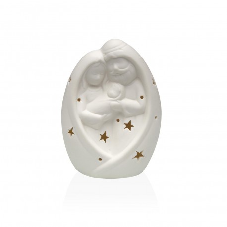 FIGURA DE CERAMICA BLANCA CON LUZ LED