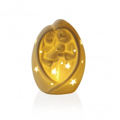 FIGURA DE CERAMICA BLANCA CON LUZ LED