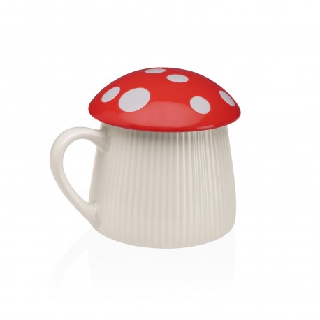 TAZA CON TAPA SETA ROJA