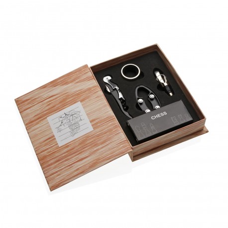 SET 4 ACCESORIOS VINO AJEDREZ