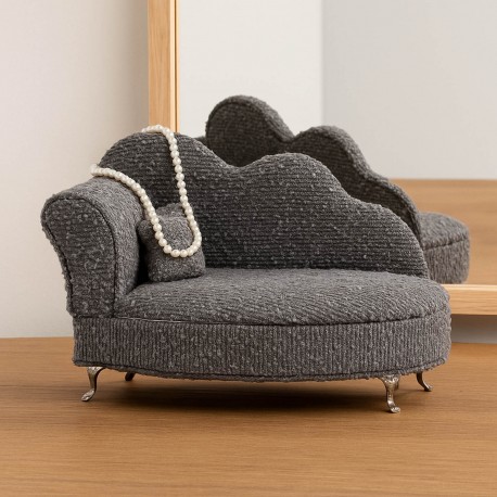 JOYERO GRIS OSCURO EN FORMA DE CHAISE LONGUE