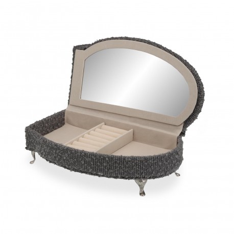 JOYERO GRIS OSCURO EN FORMA DE CHAISE LONGUE