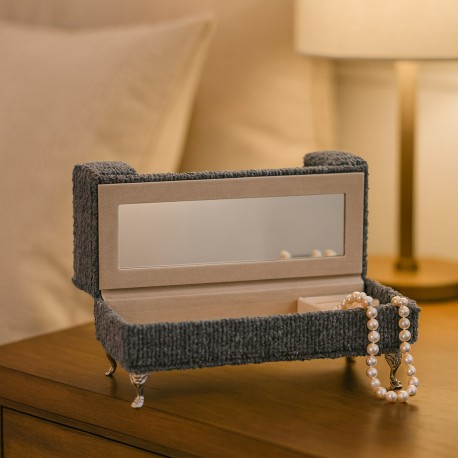 JOYERO GRIS OSCURO EN FORMA DE SOFA
