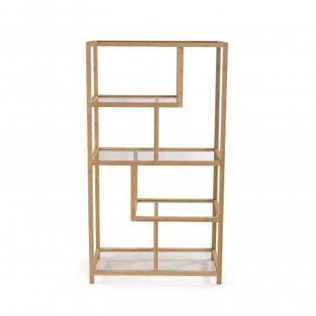 ESTANTERIA 5 BALDAS BAMBU Y CRISTAL