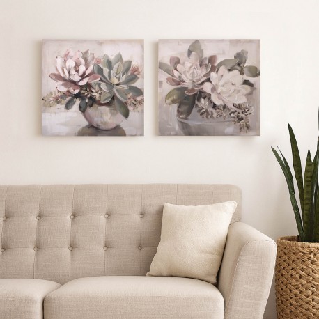 CUADRO SURTIDO LIENZO FLORES 40 X 40