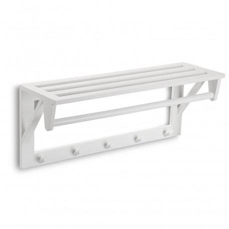 PERCHERO DE PARED BLANCO CON BALDA Y 5 GANCHOS