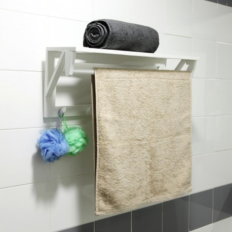 PERCHERO DE PARED BLANCO CON BALDA Y 5 GANCHOS