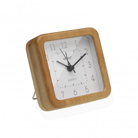 RELOJ DESPERTADOR DE MESA BAMBÚ CUADRADO BLANCO RELOJ DESPERTADOR DE MESA BAMBÚ CUADRADO BLANCO