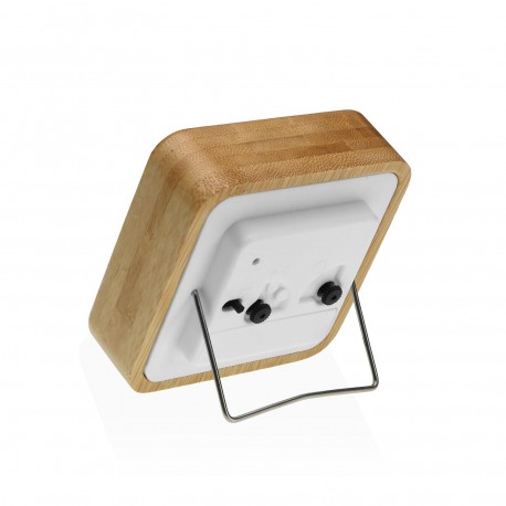 RELOJ DESPERTADOR DE MESA BAMBÚ CUADRADO BLANCO RELOJ DESPERTADOR DE MESA BAMBÚ CUADRADO BLANCO