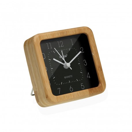 RELOJ DESPERTADOR DE MESA BAMBÚ CUADRADO NEGRO RELOJ DESPERTADOR DE MESA BAMBÚ CUADRADO NEGRO
