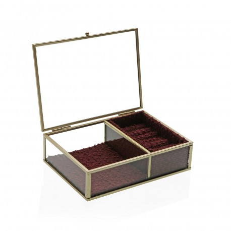 JOYERO DE CRISTAL CON BORDE DORADO 18x13 JOYERO DE CRISTAL CON BORDE DORADO 18x13