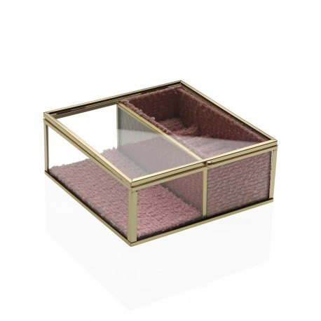 JOYERO DE CRISTAL CON BORDE DORADO 15x15 JOYERO DE CRISTAL CON BORDE DORADO 15x15