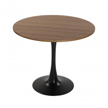 MESA NEGRA Y MADERA  MEERA 100 CM