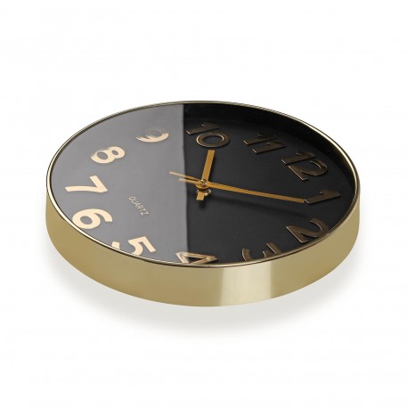 RELOJ DE PARED NEGRO GOLDEN NUMBERS 30CM RELOJ DE PARED NEGRO GOLDEN NUMBERS 30CM